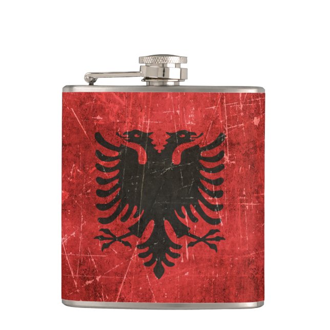 Flasques Drapeau âgé et rayé de cru de l'Albanie (Devant)