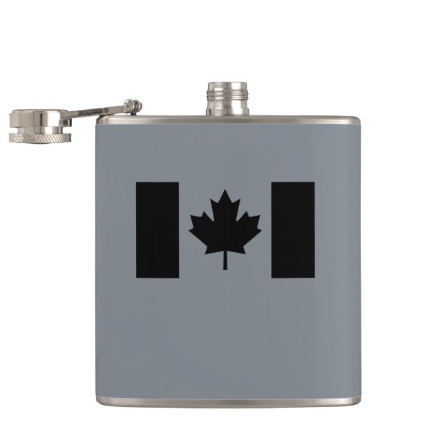 Flasques Drapeau canadien élégant en noir (Ouvert)