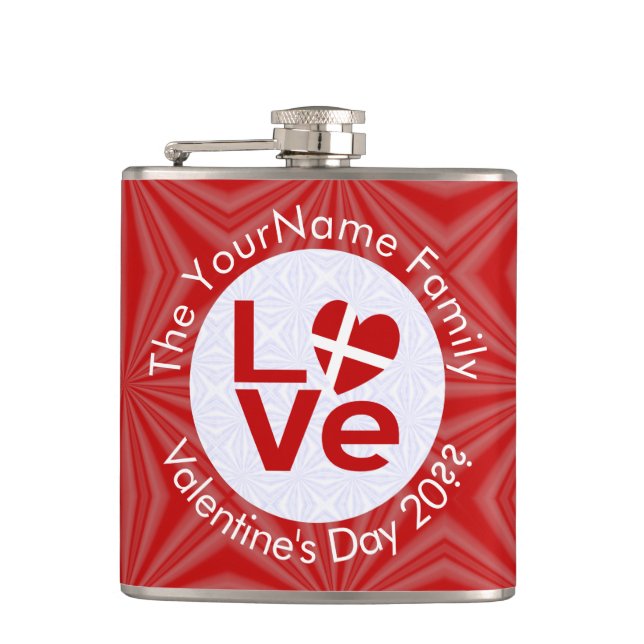 Flasques Drapeau danois Red LOVE personnalisé (Devant)