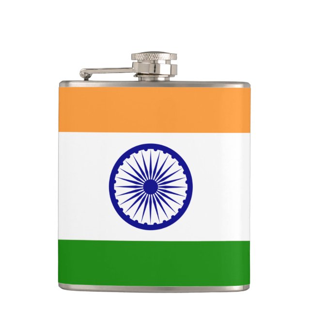 Flasques Drapeau de l'Inde Fiole enveloppée de vinyle (Devant)