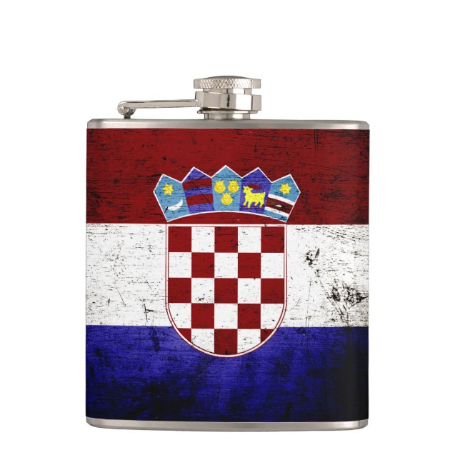 Flasques Drapeau grunge noir de la Croatie (Devant)