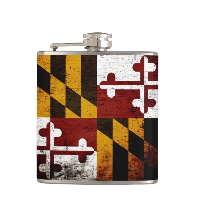 Flasques Drapeau grunge noir d'état du Maryland (Devant)