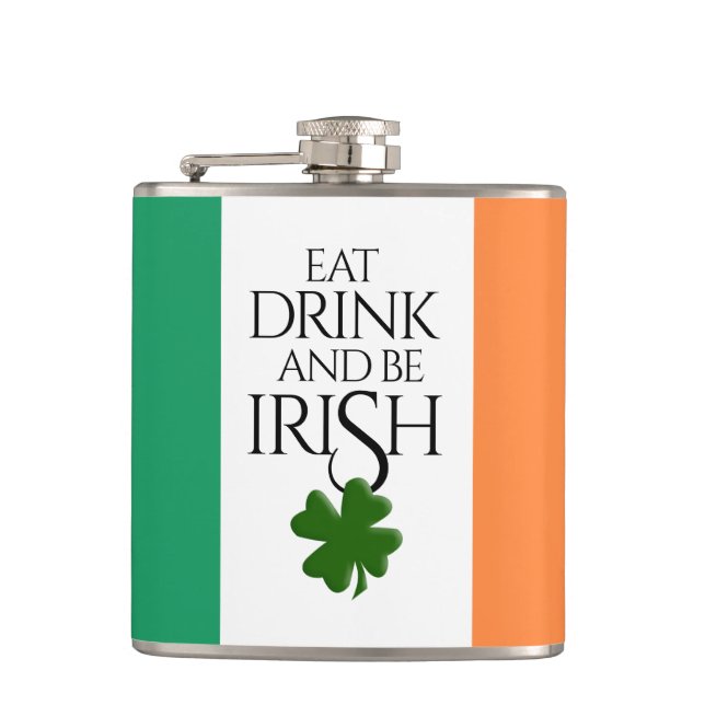 Flasques Drapeau irlandais pour boire et être shamrock (Devant)
