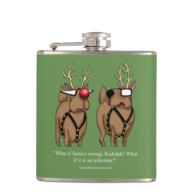 Flasques Drôle Reindeer Humour Dessin de Noël (Devant)