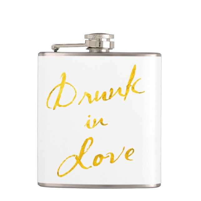Flasques Drunin dans Love Flask en blanc & or (Devant)