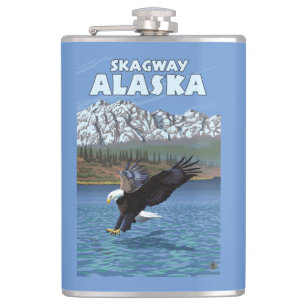 Flasques Eagle chauve plongeant - Skagway, Alaska