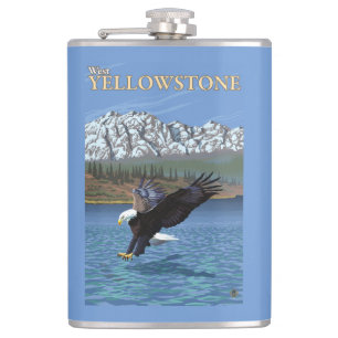 Flasques Eagle chauve plongeant - Yellowstone occidental,