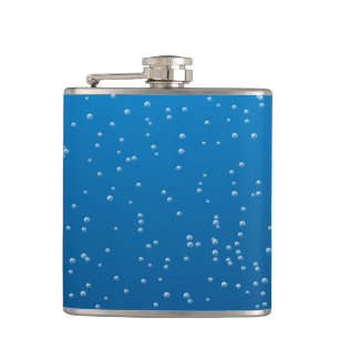 Flasques Eau Bleue Profonde Et Petites Bulles