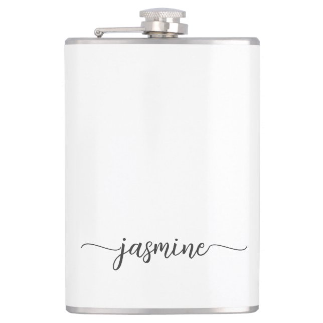 Flasques Écriture de nom à monogramme blanc girly minimalis (Devant)