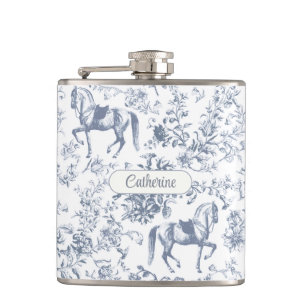 Flasques Elégant bleu beige équestre fleuri Nom