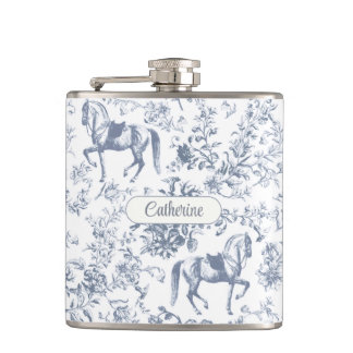 Flasques Elégant bleu beige équestre fleuri Nom