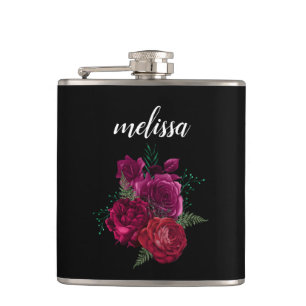 Flasques Elegant Magenta Rose Floral Bouquet