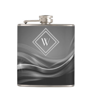Flasques Élégant Monogramme de luxe en métal noir