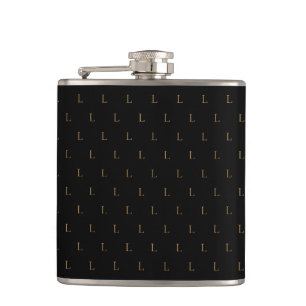 Flasques Élégant Motif Monogramme moderne Noir