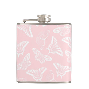 Flasques Elégant Papillons blancs Design rose