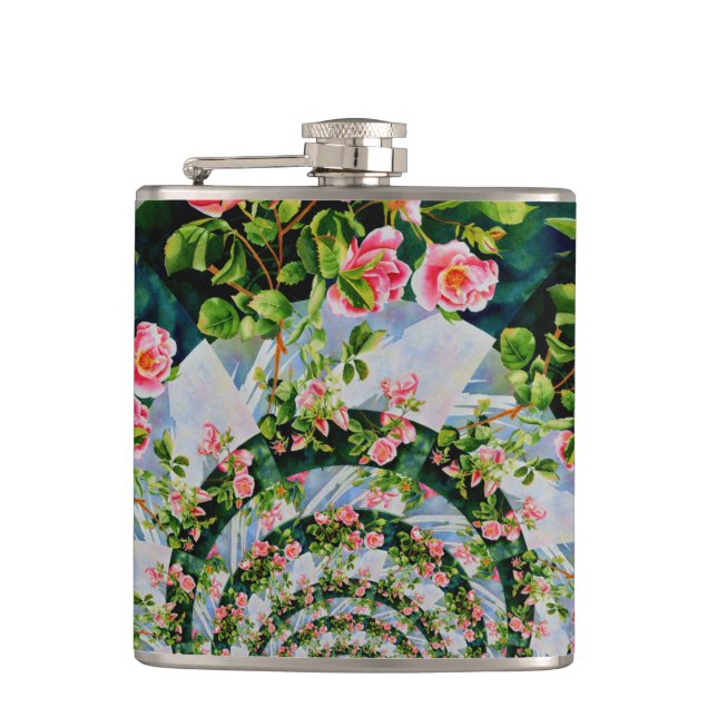 Flasques Elégante aquarelle rétro boho rose floral (Devant)