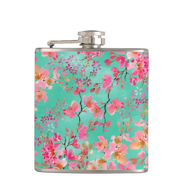 Flasques Elégante peinture à la main aquarelle ressort flor (Devant)