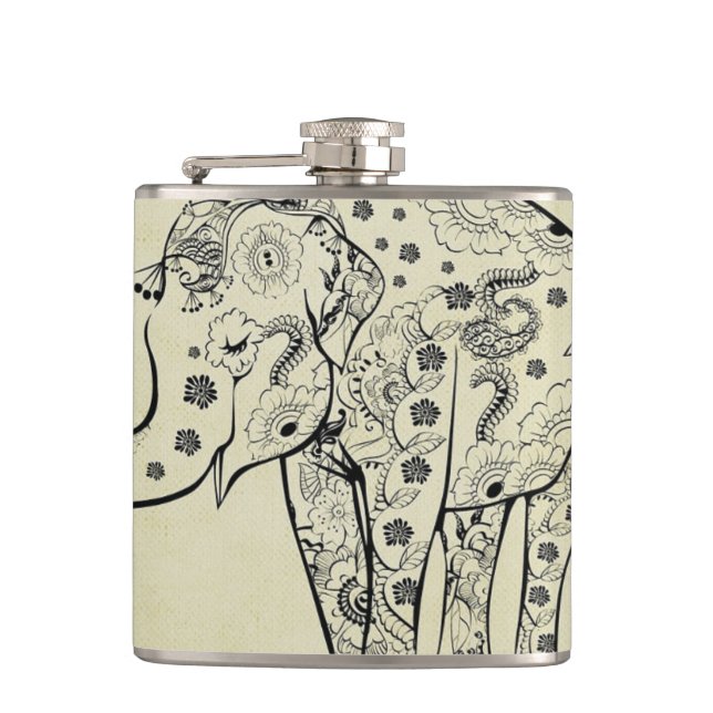 Flasques Eléphant à motifs (Devant)