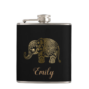 Flasques Eléphant Paisley Or Cute