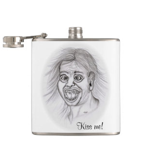 Flasques Embrasse-moi ! Crayon dessin noir et blanc