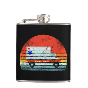 Flasques EMT EMS Paramedic Emergency Retro Sunset Ambulance