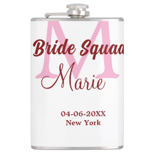 Flasques Équipe de mariée ajoutez nom monogramme demoiselle