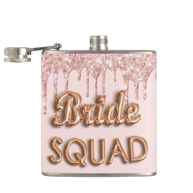 Flasques Équipe de mariée rose gold pailleté rose enterreme (Ouvert)