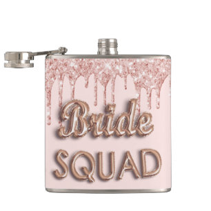 Flasques Équipe de mariée rose gold paillettes blush enterr