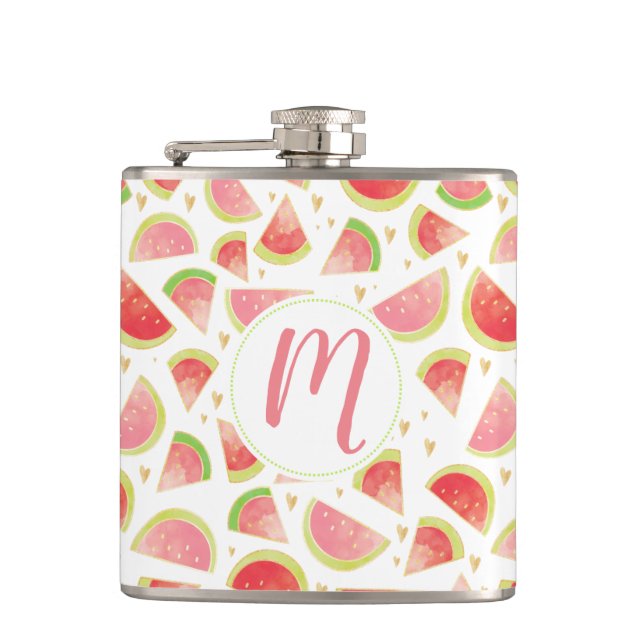 Flasques Eté Watermelon Slices & Gold Heart Motif (Devant)