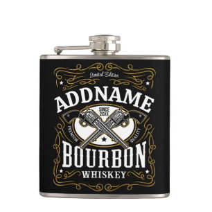 Flasques Étiquette de bourbon personnalisée vintage Guns Wh