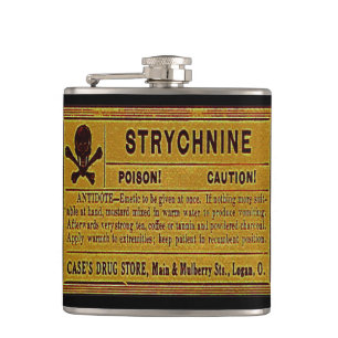 Flasques Étiquette de poison de strychnine vintage
