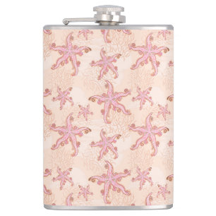Flasques Étoiles de mer et motif pastel rose corail