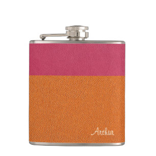 Flasques Faux Cuir rose et orange