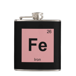 Flasques Fe - Chimie du fer Élément de symbole de table p
