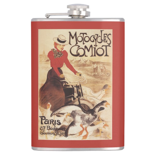 Flasques Femme de Comiot Motocycles et affiche de promo (Devant)