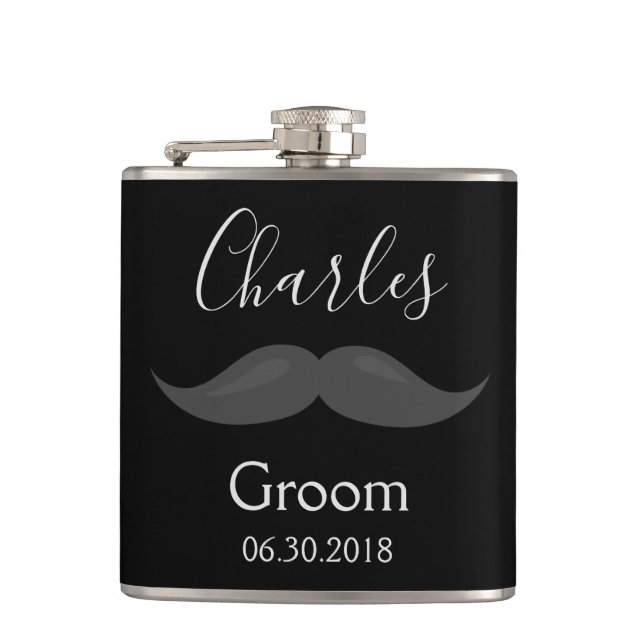 Flasques Fête de baccalauréat Groom Flask Moustache (Devant)