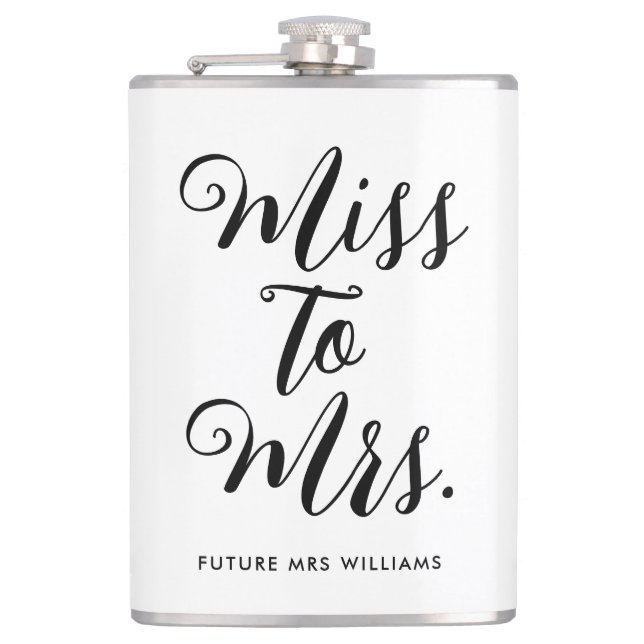 Flasques Fête de mariage moderne de Mlle à Mme  (Devant)