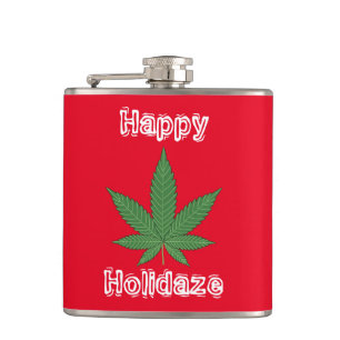 Flasques Feuilles de mauvaises herbes Noël Joyeux vacances