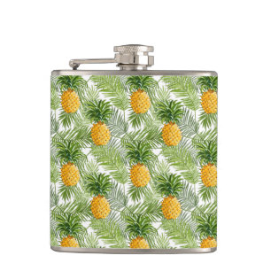 Flasques Feuilles et ananas tropicaux