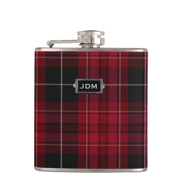 Flasques Fierté monogramme de galles Tartan Plaid Flask (Devant)