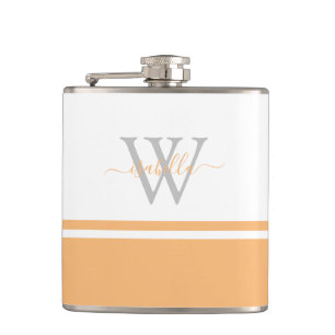 Flasques Fille Moderne Monogramme Script Poeach Flask