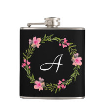 Fiole de monogramme floral noir