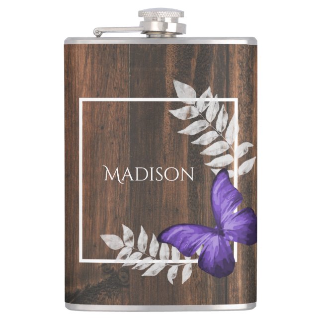 Flasques Fiole de papillon violet rustique (Devant)