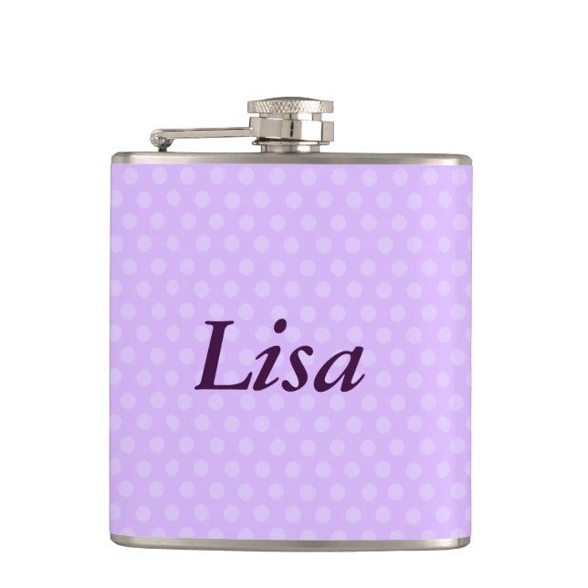 Flasques Fiole de point Polka violette personnalisée (Devant)