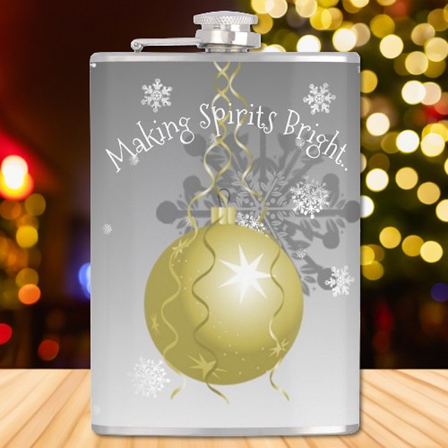 Flasques Fiole d'ornement de Noël Gold Fancy (Gold Fancy Christmas Ornament Flask)