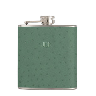 Flasques Fiole Monographique en cuir d'autruche verte