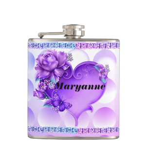 Flasques Fiole texturée bleue/violette avec le coeur et le
