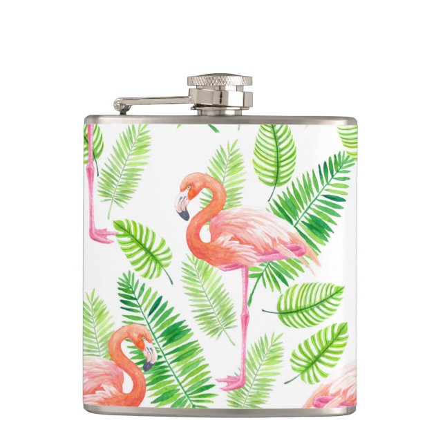 Flasques Flamants roses et feuilles tropicaux (Devant)