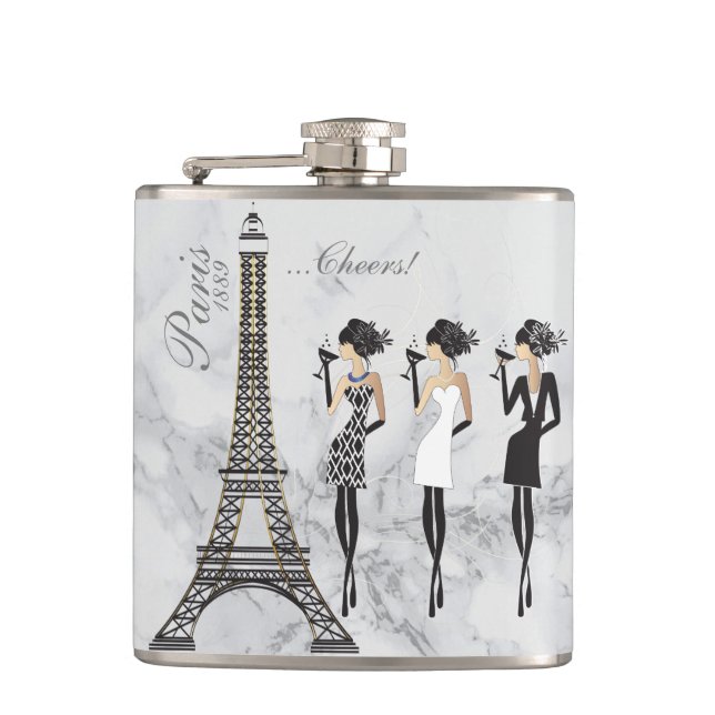 Flasques Flamme de Paris sur marbre gris (Devant)