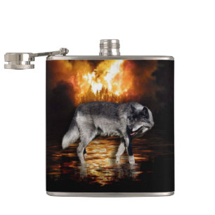 Flasques Flammes de feu de loup gris survivant